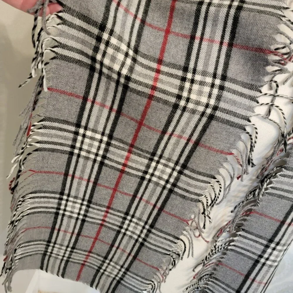 Preston &‎ York Scarf Plaid Multicolor Double Fringe Acrylic  67 X 9